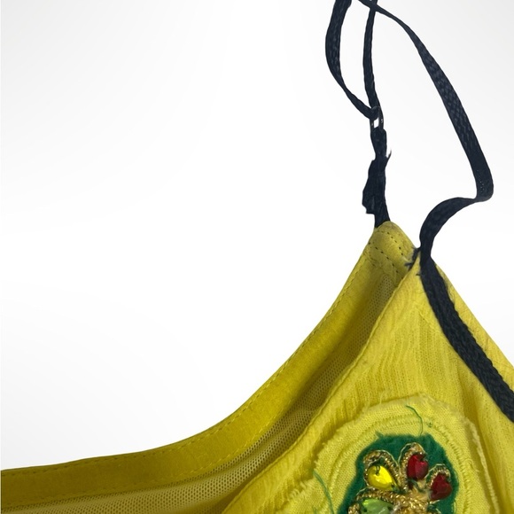 Free people Silk Vibrant Yellow Sundress with Floral embroidery - Picture 4 of 7